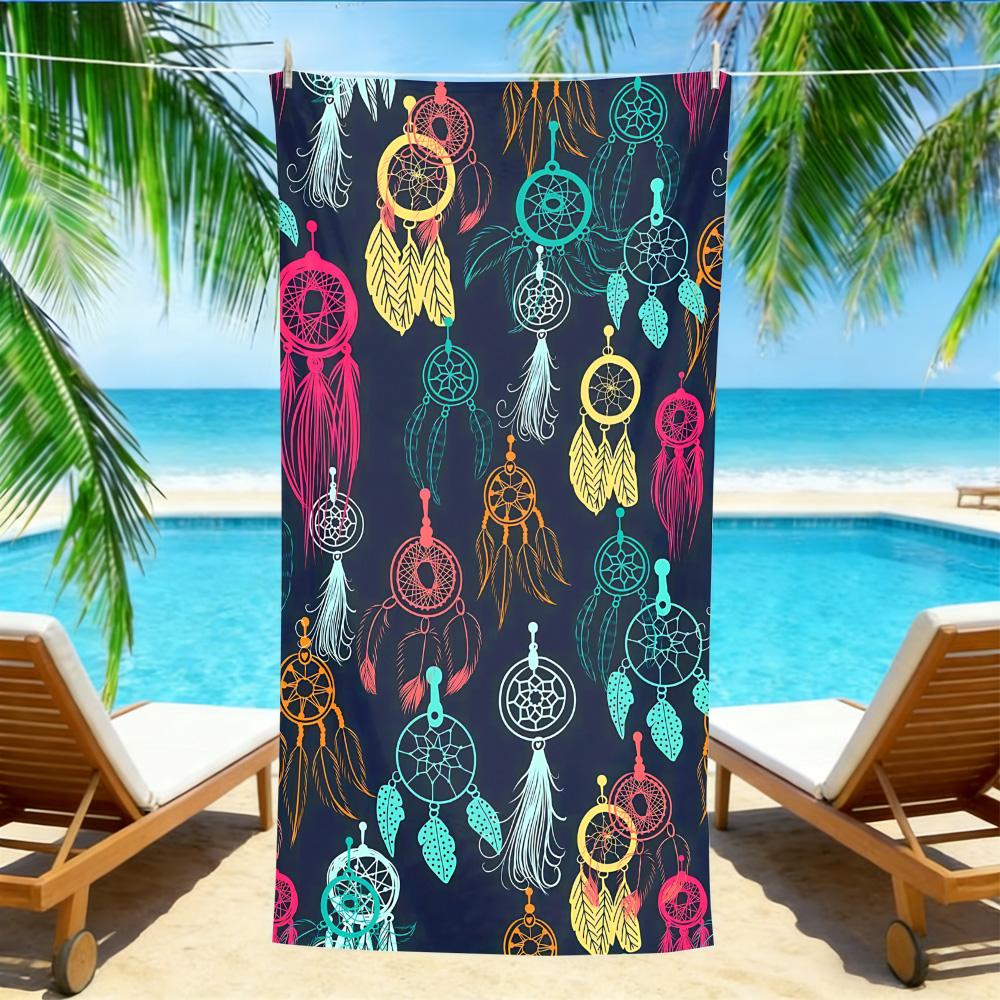 

Boho Dreamcatcher Beach Towel – Oversized Quick Dry Sand Free with Colorful Feather Print W40*H60(CM)