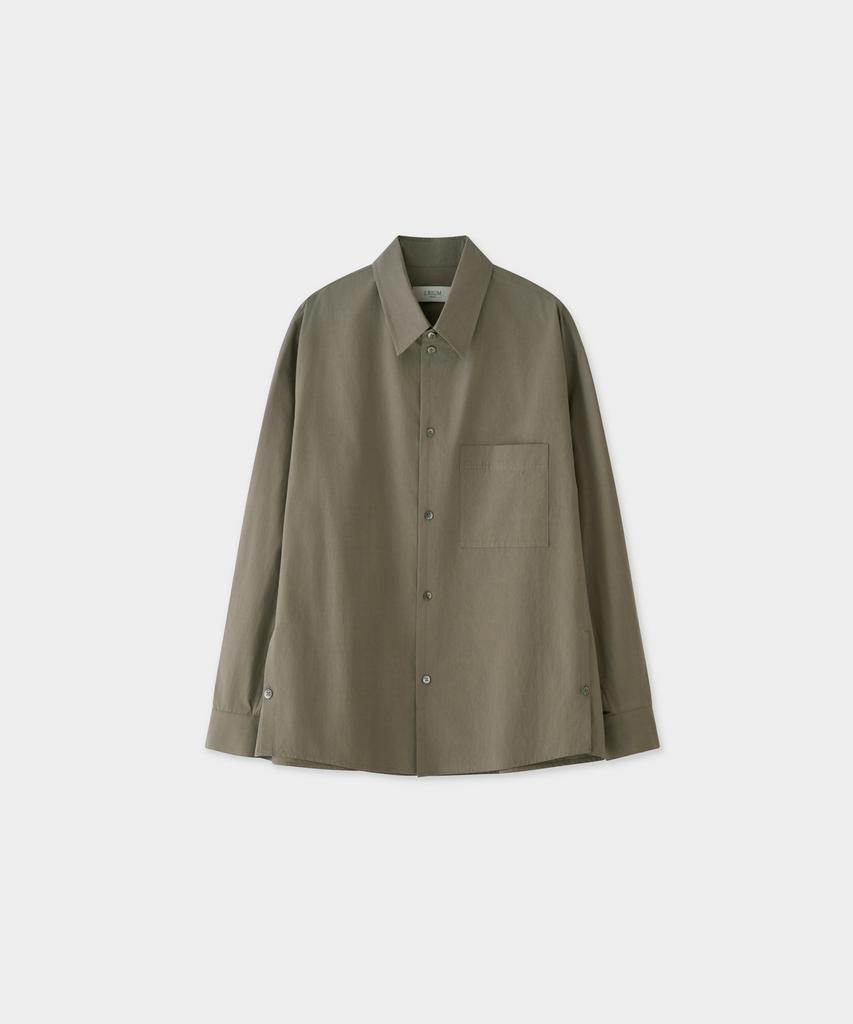 Jeilium Mael Side Slit Cotton Shirt Khaki