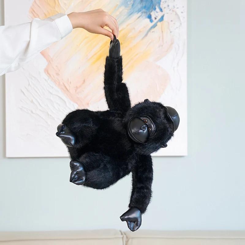 Fluffy Orangutan Gorilla Chimpanzee Plush Toy Stuffed Zoo Animal Plushie Peluche Black Monkey Doll Kids Companion Gift