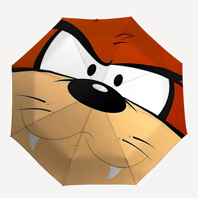 

1pc Looney Tunes Cartoon Character Automatic Umbrella 8 Rib Portable Folding Black Iron Frame for Outdoor, Beach, Travel, Beach Umbrella 142