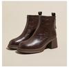 Fall/Winter Women's Thick-Soled Genuine Leather Skinny Boots, Korean-Style Back Zipper Martin Boots, Slip-On Casual Shoes