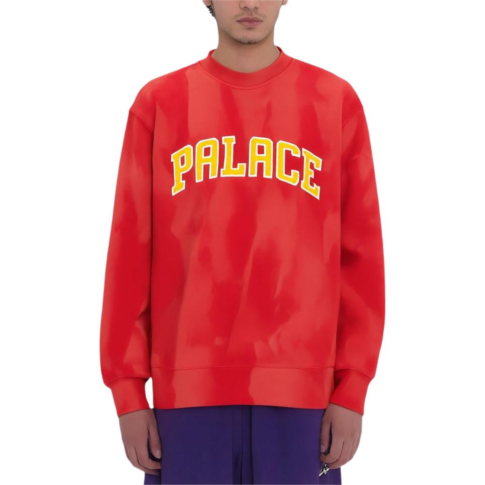 Palace Try-Dye Round Neck Letter Sports Sweatshirt Unisex sweatshirt Red P20CS015