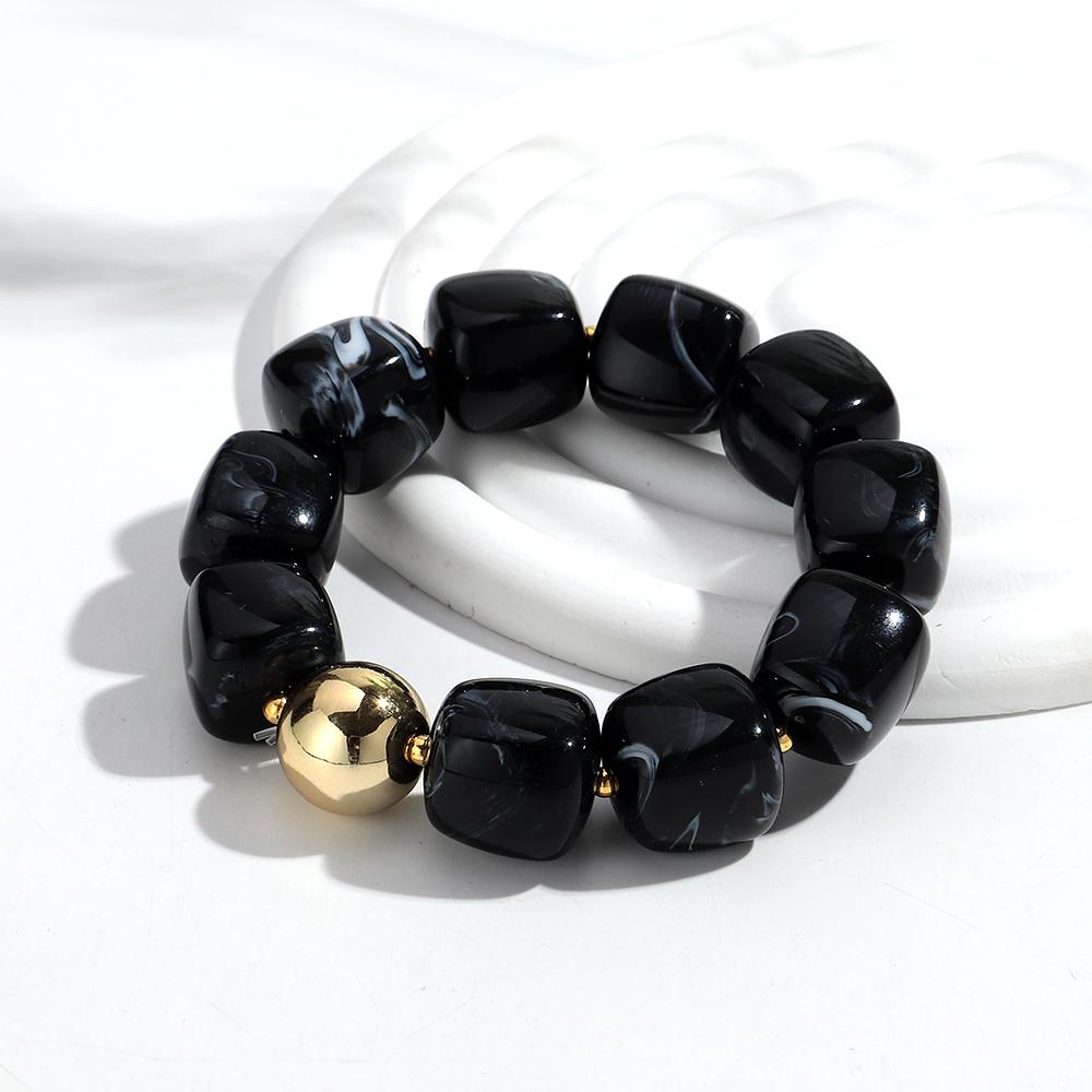 Fashion Acrylic Big Irregular Square Beaded Bracelet for Women New Trendy Imitation Stone Strechy Bracelet Hand Jewelry Gifts