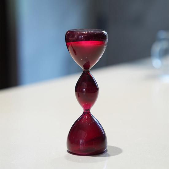 DYS 3-stufige bunte Glas-Sanduhr, Borosilikat-Ornament mit bernsteinfarbener weinroter Farbverlauf, gleichmäßiger Sandfluss, moderne minimalistische Dekoration für Zuhause