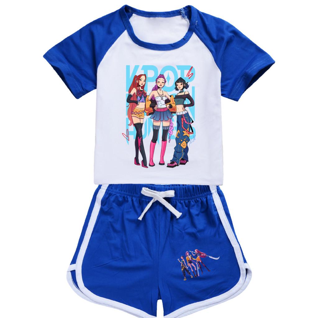 Enfants Filles Anime Dessin Animé Chanteuse POP Super Star Zoey Rumi Mira Imprimé Manches Courtes T-Shirt Short Pantalon Ensemble Vêtements Décontractés