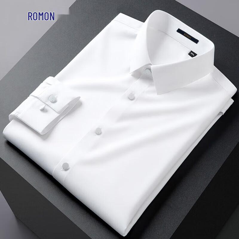 

ROMON Men s Non-Iron Ice Silk Long Sleeve Shirt