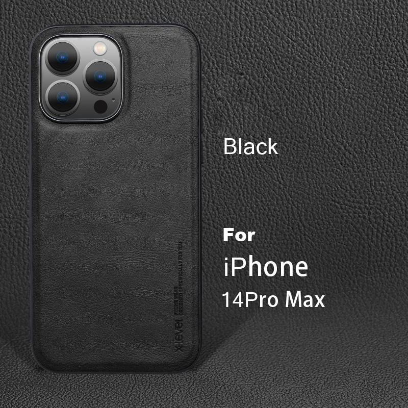 Funda For iPhone 14 Pro Max Case Vintage Leather + TPU Protective Back Cover for iPhone 14 Pro