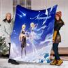 Pătură Personalizată cu Nume - Design cu Personaje Genshin Impact, Pătură pentru Canapea, Pat, Călătorii, Camping - Moale și Călduroasă, Cadou Minunat