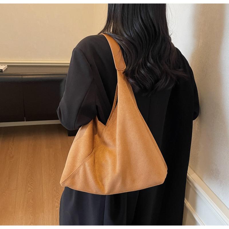 Semsket skinnveske dame stor kapasitet ny høst og vinter avslappet retro skulderveske mor og barn-veske tote bag