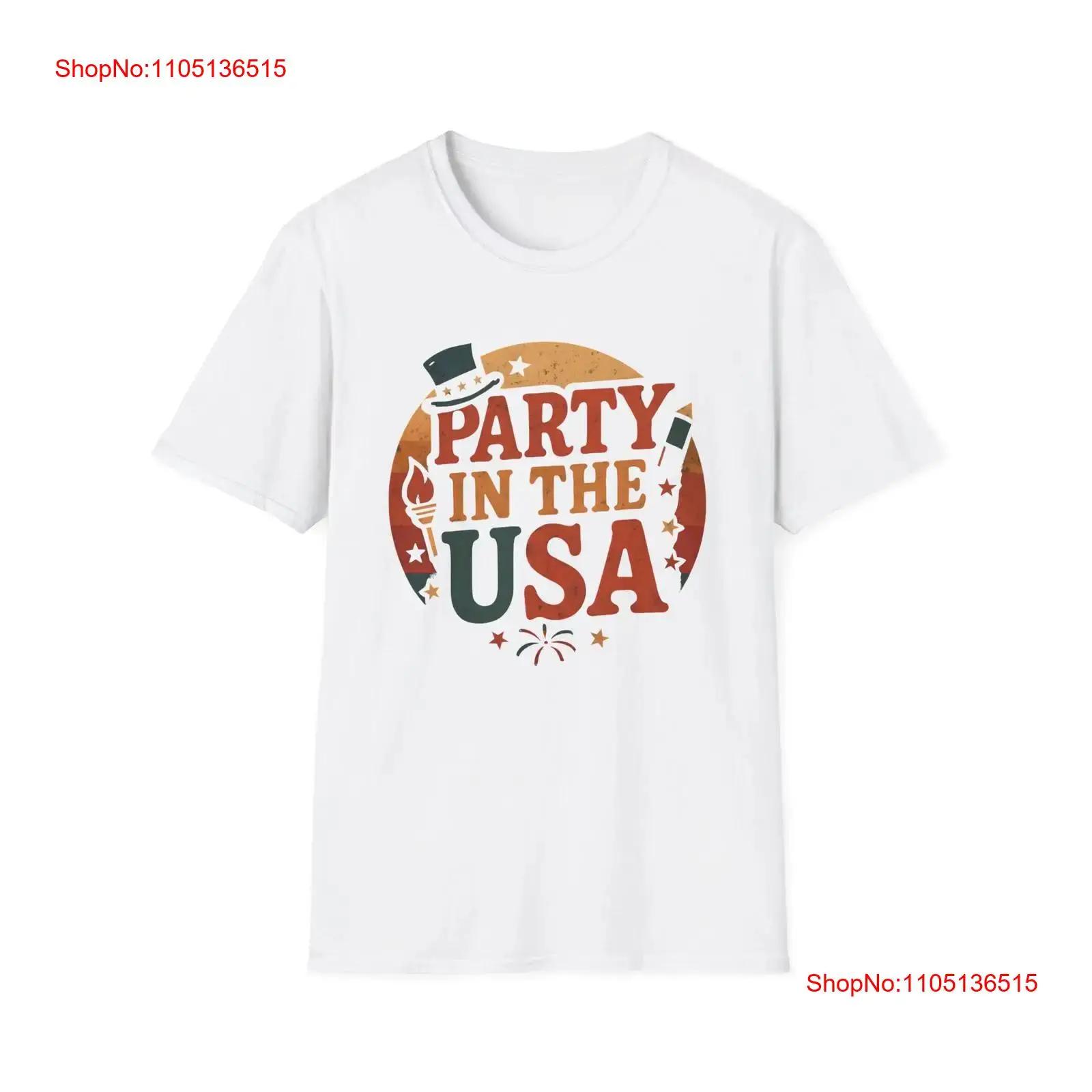 

USA Party Celebration T Shirt Fourth of July Festive Patriotic vintage Washed Slightly streetwear designer clothes Casual S разноцветный