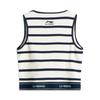 Li Ning Sports Fashion Series Striped Letter Round Neck Breathable Versatile Sleeveless Sports Vest Women Vests Off-White Outer-Space-Blue AVSV092-5