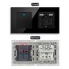 European Style Type 157 16A USB Wall Socket with LED Light, Glass Finish.