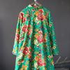 Johnature Women Plush Padded Print Floral Dress Vintage Stand Loose Long Sleeve Dresses Winter Cotton Linen Clothing