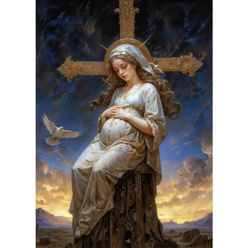 Nordic Religious Art Benevolent Portrait Of The Virgin Mary Archangel Canvas Painting Living Room Modern Aesthetics Home Decor