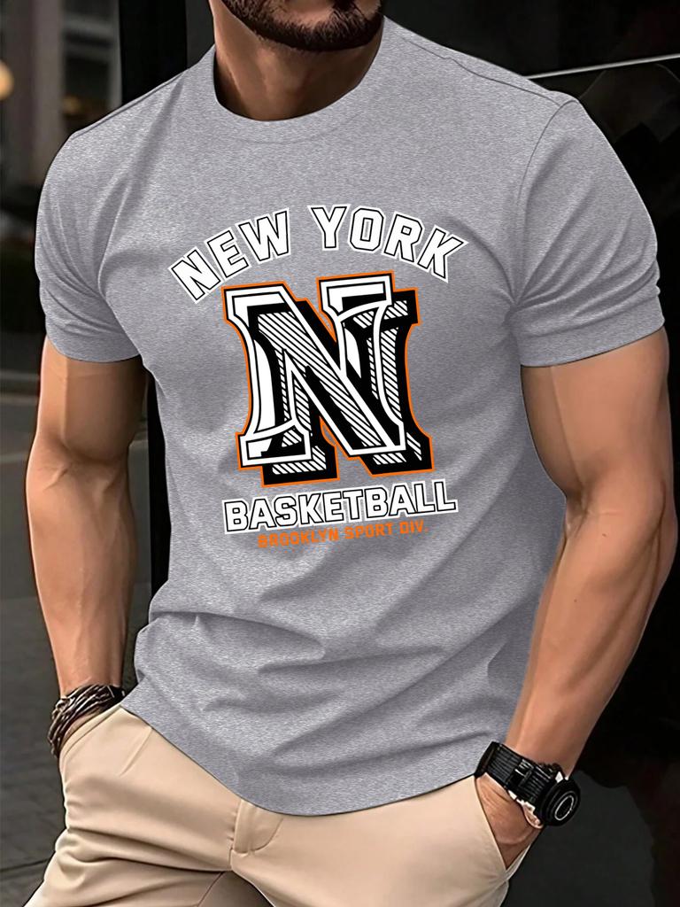 New York Brooklyn Basketball Print T Shirt Men Summer AllMatch Streetwear Trendy ONeck Clothes Cotton Oversized Man TShirts