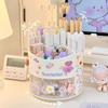 Kawaii Stationery Storage Box Cute Rotating Pen Holder Desktop Drawer Stationery Case School Office Pen Holder Desk Organizer