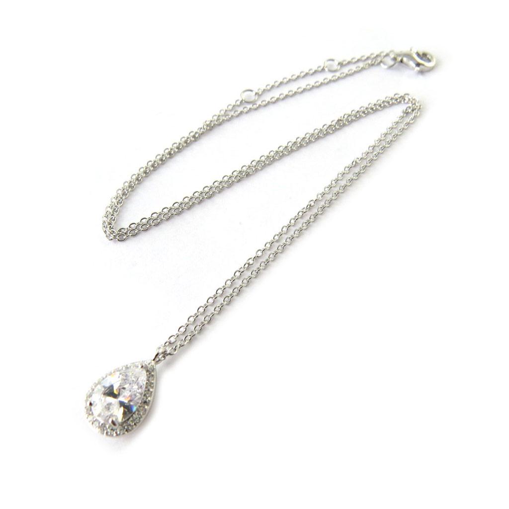Les Trésors De Lily [N6848] - White 'Sissi' Silver Necklace (rhodium-plated) - 12x8 Mm