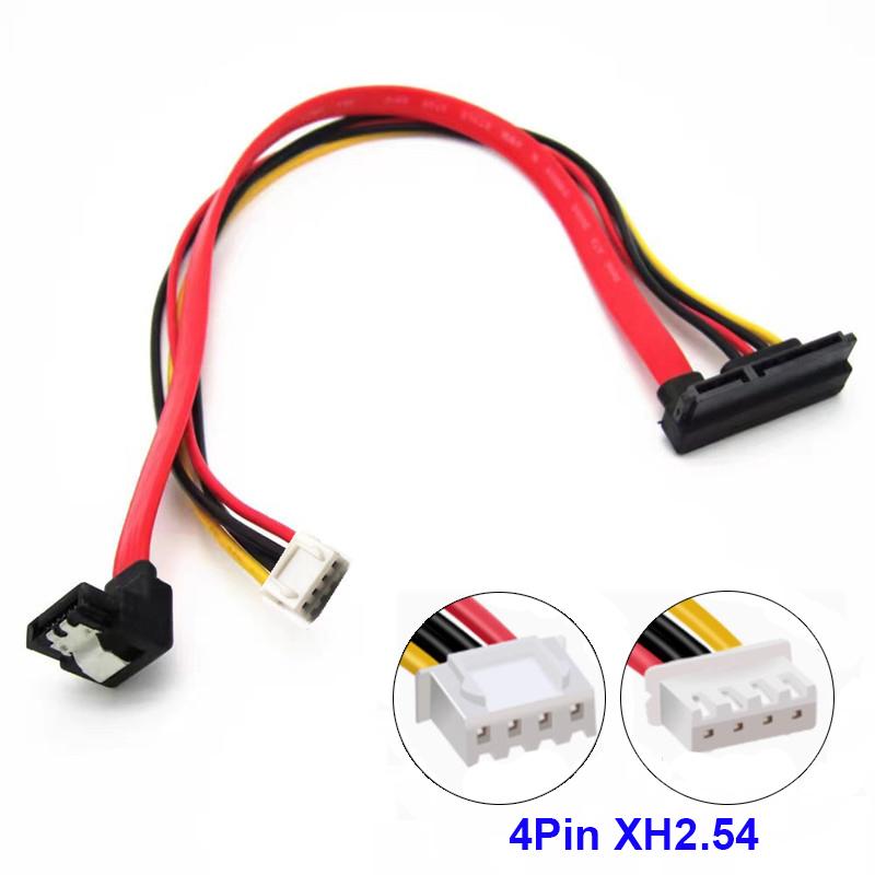 SATA 7+15 to 4 Pin XH2.54+ SATA Cable for Hard Disk Data Transfer/Charging Line Cord Plug Optical Drive 90 Degree Angle IDE Wire