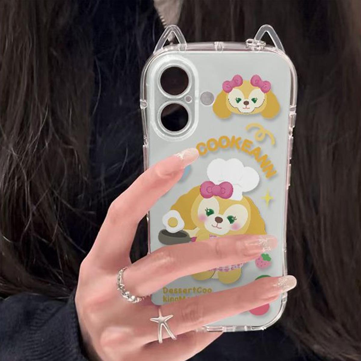 

Girls Don’t Have Yellow Hair in Summer, Cat Ears Are Transparent for Apple Mobile Phone Protective Case Lanyard Painted Cute Cartoon For iPhone 17PROMAX