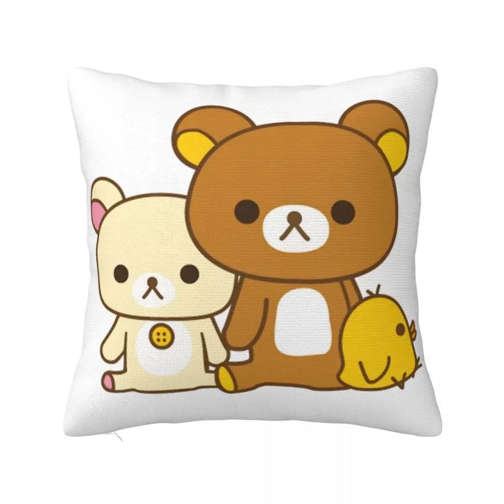 Rilakkuma Strawberries Square Pillow Case Polyester Cushions for Sofa Animal Bear Creative Cushion Covers