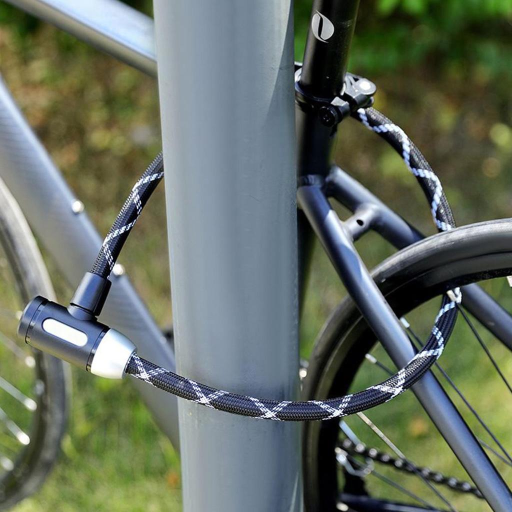 Cable Lock For Bicycle Cut-Resistant Anti-Theft Steel Cable Bike Nylon Lock For Mountain Cycling Road Riding City Touring