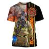 Summer Round Neck 3D Firefighter Print Top Fashionable Casual Short Sleeved Men's T-shirts