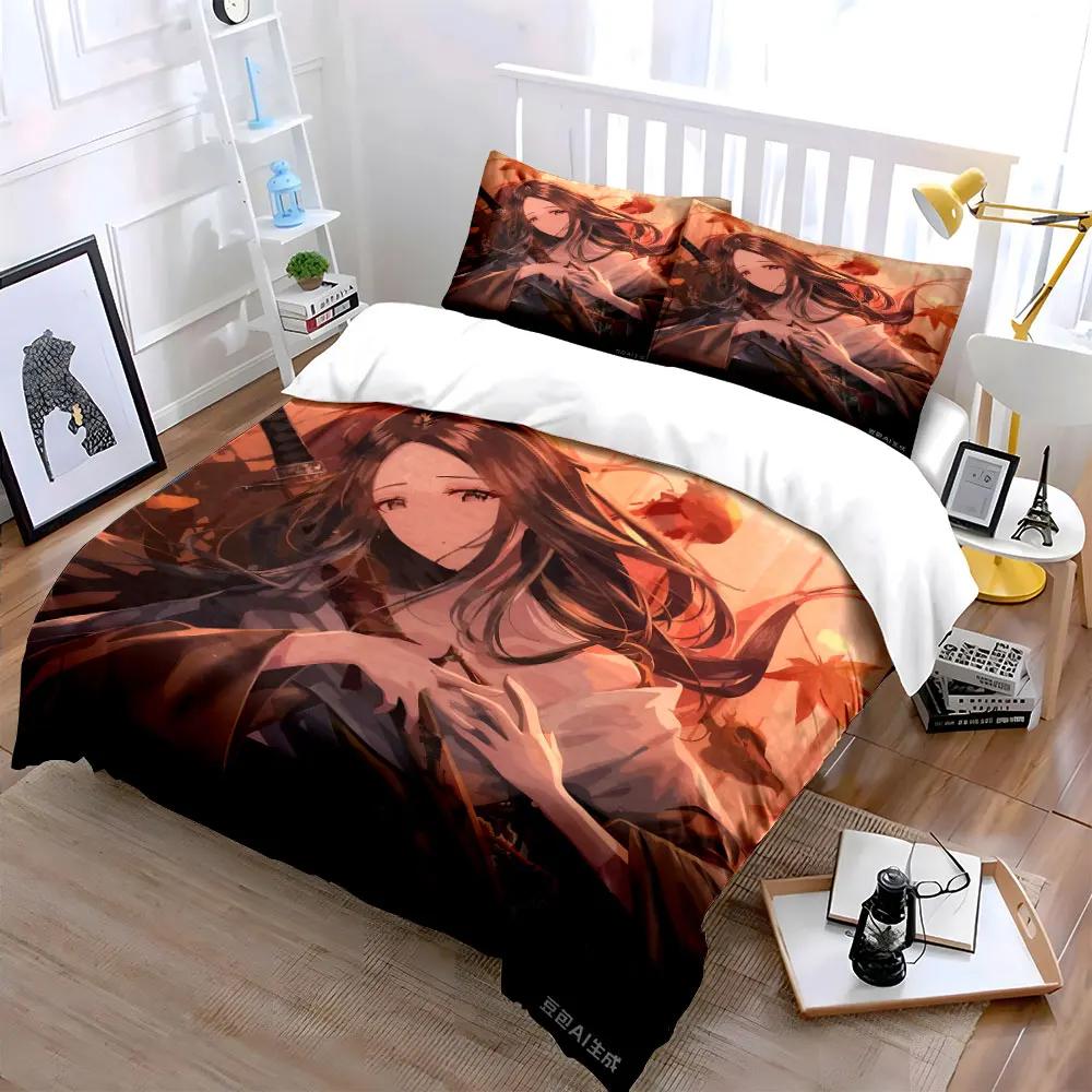 "Samurai Anime Decor Set" Multiple sizes kid's and adults' bedroom Exquisite 3PC bedding set, gift