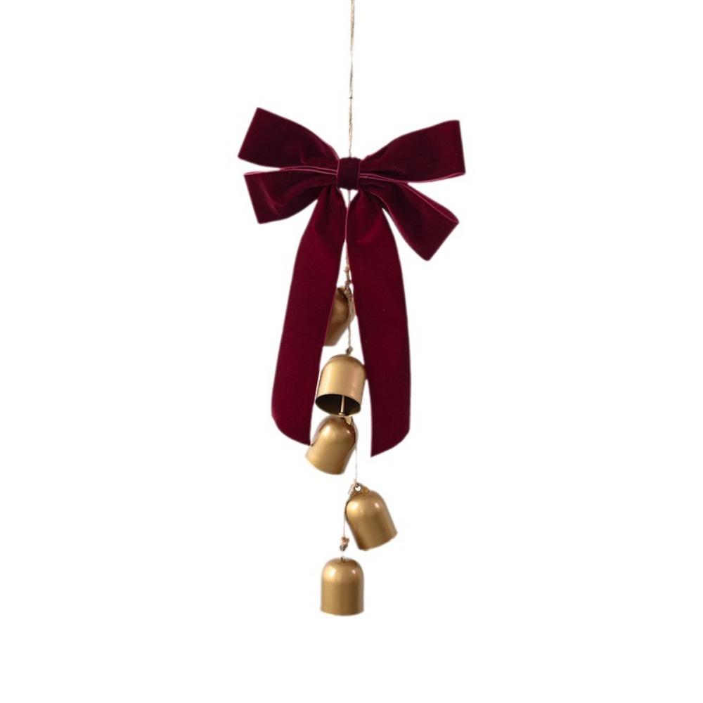 Multi‑Color Christmas Bow Bell Ornament Antique Gold Bells Xmas Tree Pendant Festive Party