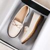 Spring Cowhide Bean Shoes Versatile One-piece Comfortable Middle-aged and Elderly Lazy Shoes Soft Leather Soft Sole Mother Shoes Anti-slip