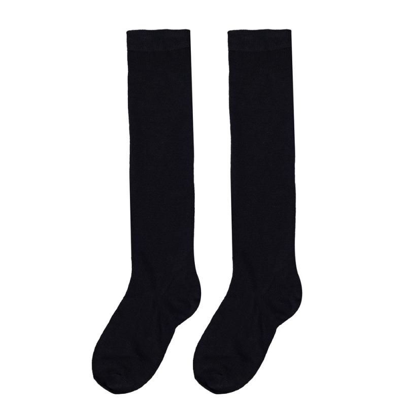 Women's Knee High Cotton Socks Streewear Harajuku Cheerleaders Black White Three-Line Striped Running Sports Socks
