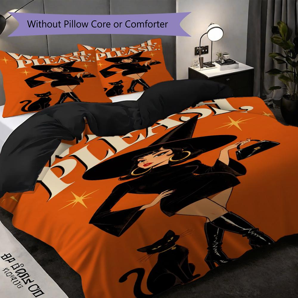 1PC Halloween theme pattern Bedding Quilt Set Quilt Cover Pillowcase Home Decoration Birthday Gift (1 * duvet cover + 2 * pillowcase, without core)