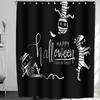 Horrific Shower Curtains Halloween 3D Print Fabric Pastel Waterproof Bathroom Curtain Pumpkin Bat Print Home Decor with Hooks