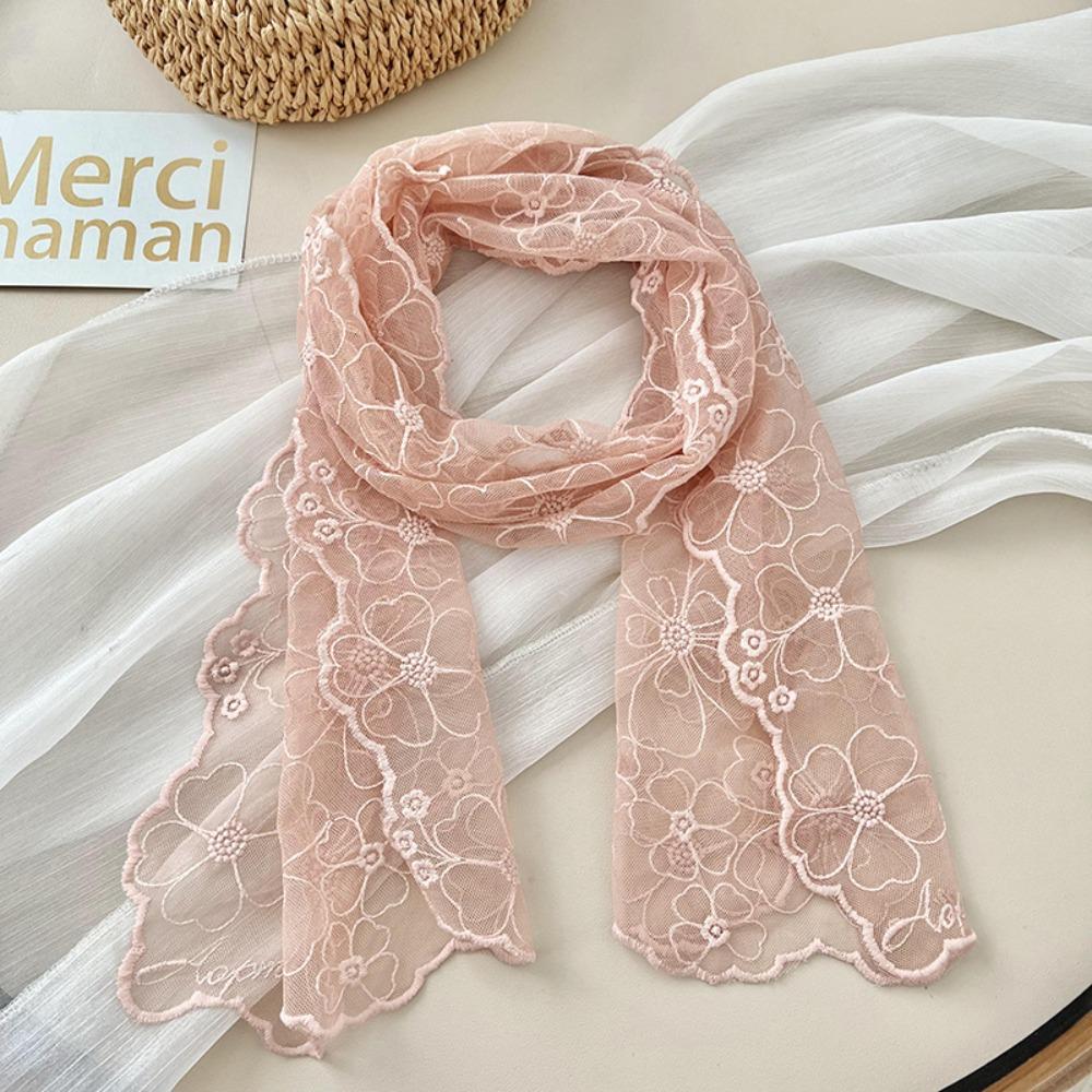 Retro Summer Sunscreen Shawl Korean Version Silk Headband Literary Women's Lace Scarf