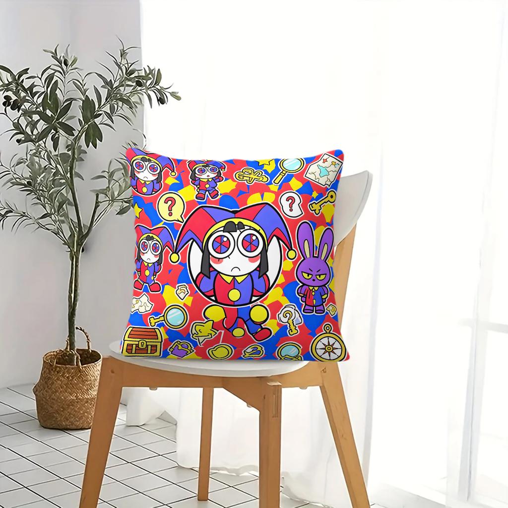 Bunte Zirkus-Cartoon-Narren-Print-Kissen Kissen Akzentkissen cm Inklusive Kissenkern Für Teenager-Sofa Party-Dekoration
