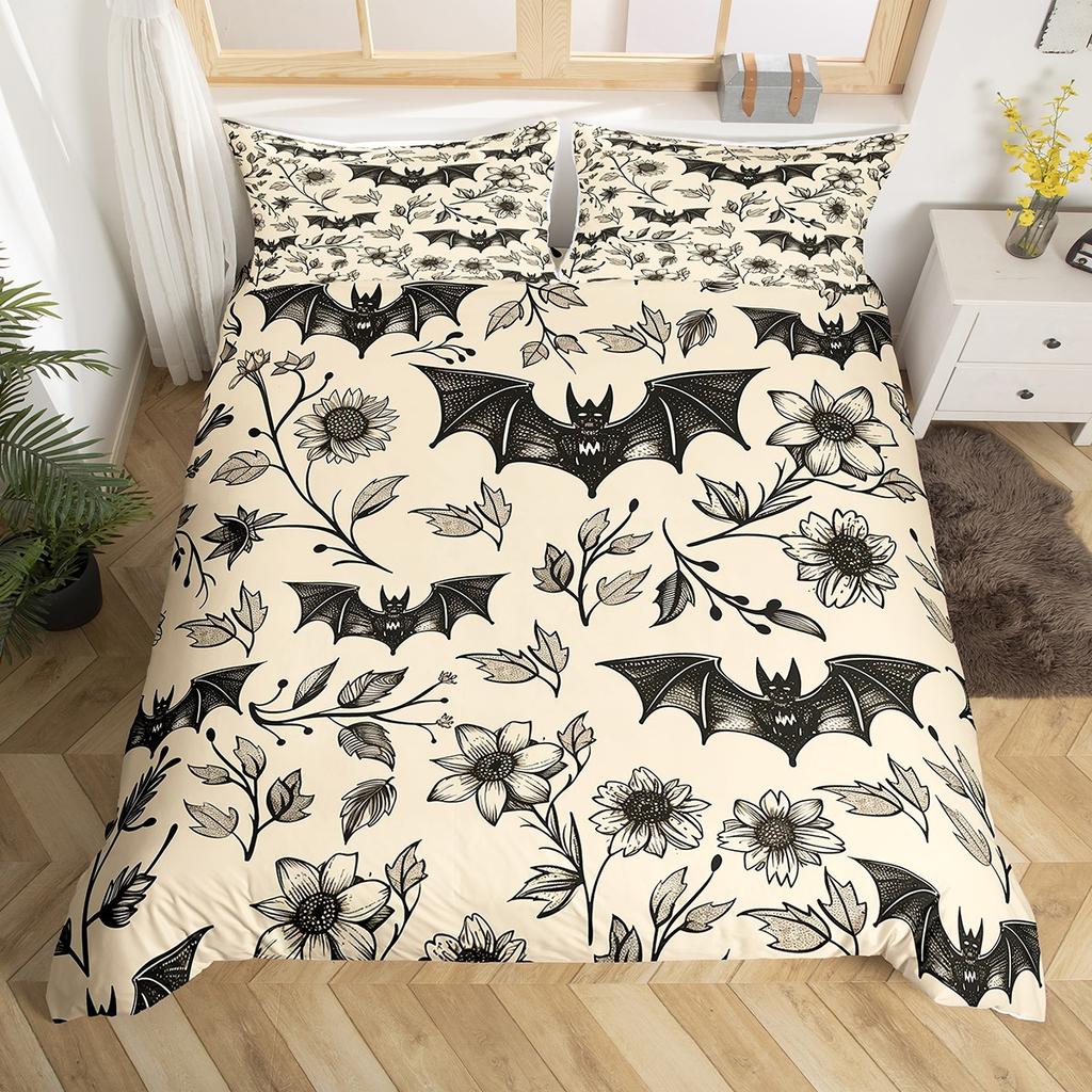 Homewish Girly Pink Ghost Duvet Cover Set For GirlsKawaii Princess Bowknot Bedding SetCute Flower Floral Bed Set