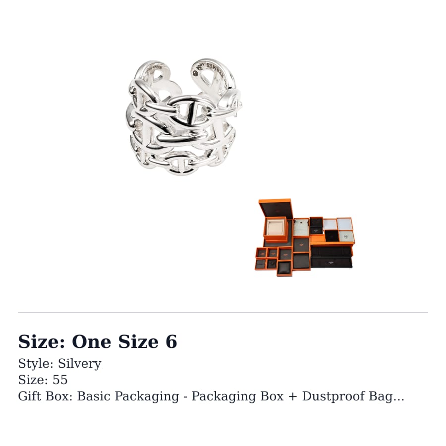 Hermes Chaine D'Ancre 925 Sterling Silver Rings Women's H109506B-000