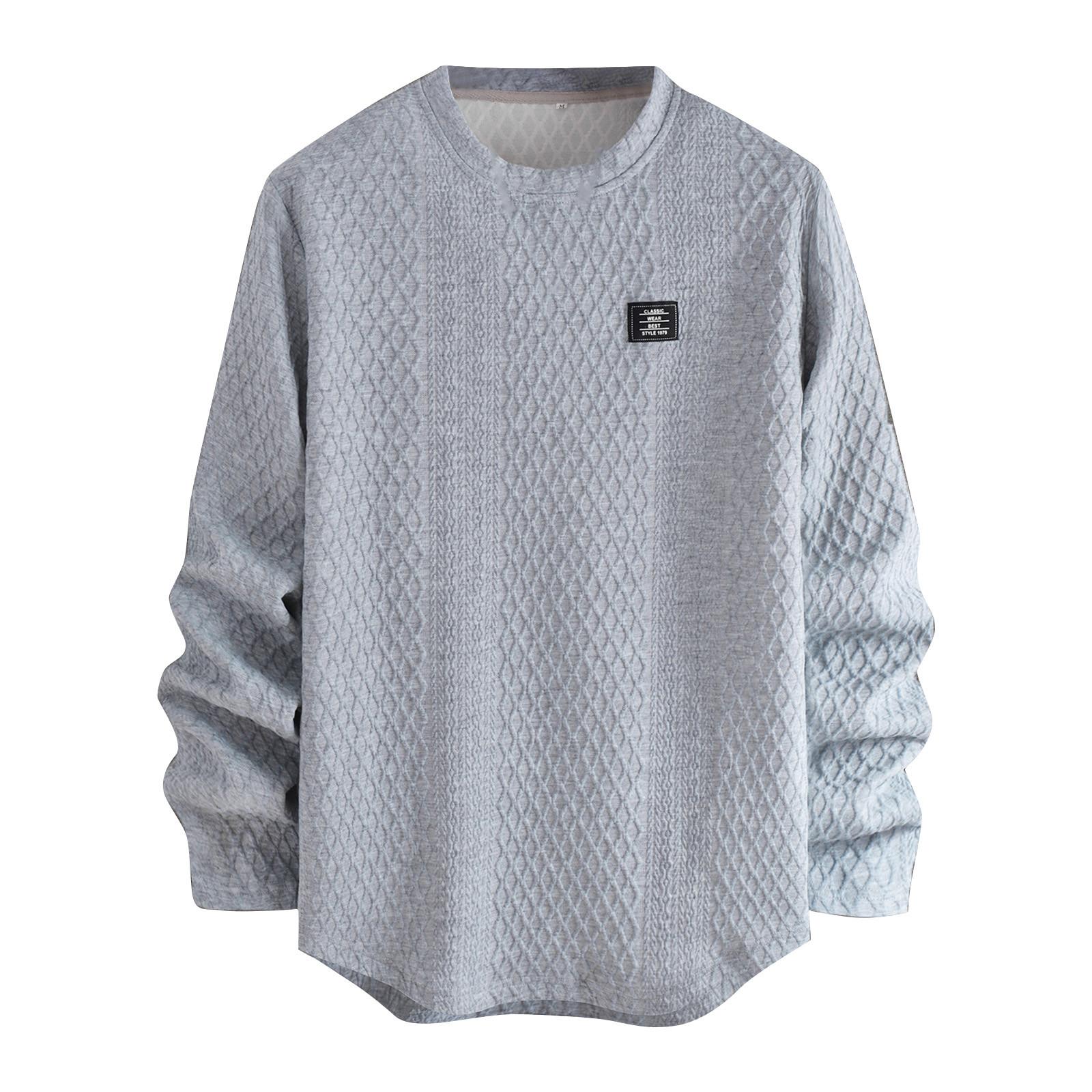 

Men s Winter Solid Color Textured Round Neck Sweatshirt Hoodie Men s Sports Large Size Casual Round Neck Sweatshirt S