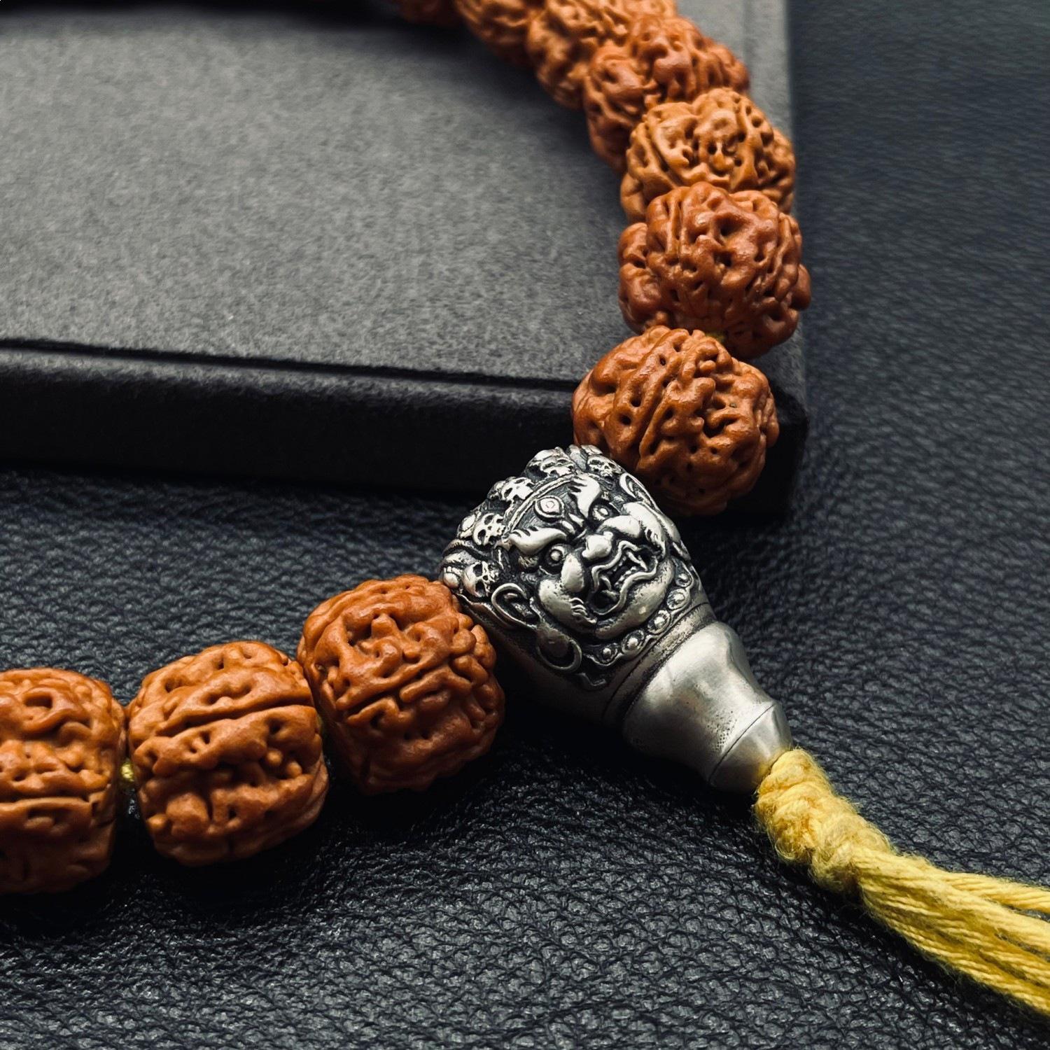 Tibetan Mahakala Faceless Buddha Star  Moon Bodhi Bracelet (108 Beads) 12mm Bead