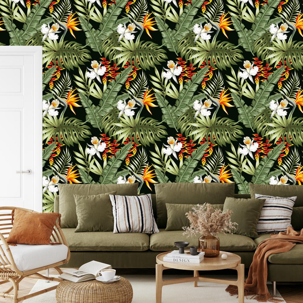 Tropical Leaves Wallpaper for Living Room and Bedroom 50x1000