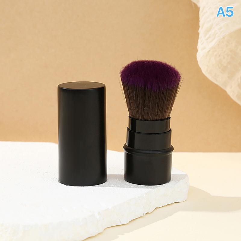 Retractable Single Blush Brush Loose Powder Setting Brush With Cover Portable Multi-Functional Makeup Tool