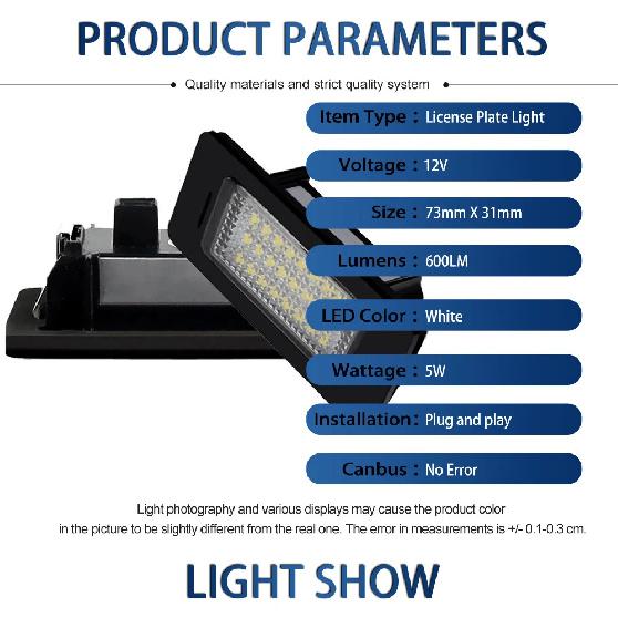 2 Pcs LED License Plate Lights Car Led Signal Lamp Canbus Error Free For Seat Alhambra 2011- Automobiles Parts Accessories