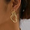 Women's Finger Heart Pendant Earrings - I Love You Gesture Jewelry, Simple Everyday and Valentine's Day Gift,  Elegant Earrings, Sweet Ear