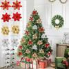 10Pcs with Clips Artificial Flowers for Christmas Tree Christmas Fake Flowers Pendant  Home Decor