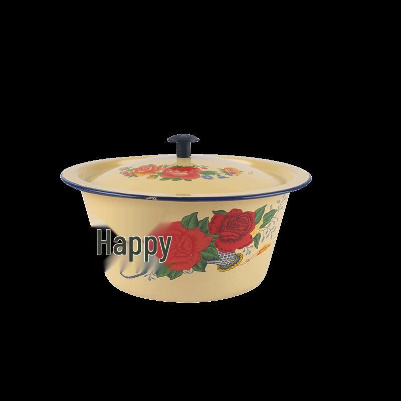 ZISIZ Enamel Multipurpose Bowl with Lid (Set of 2)