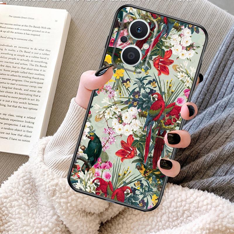 Garden Birds Vintage Tropical FLORAL Case For OPPO Reno 12F 12 13 11 F 8T 7 8 10 Pro OPPO Find X8 X6 Pro X3 X5 Lite Cover Fundas