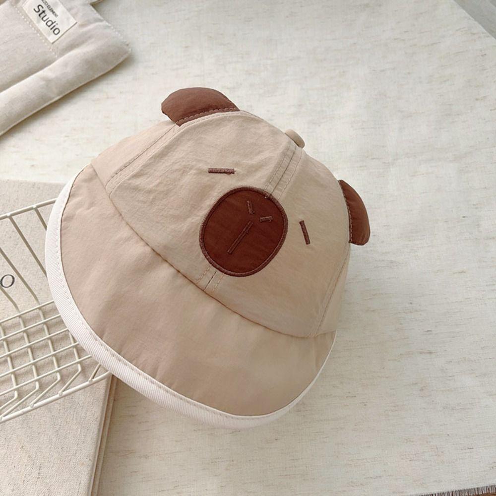 Soft Thin Baby Bucket Hat Cute Capybara Sunscreen Hat New Newborn Bonnet  1-3y