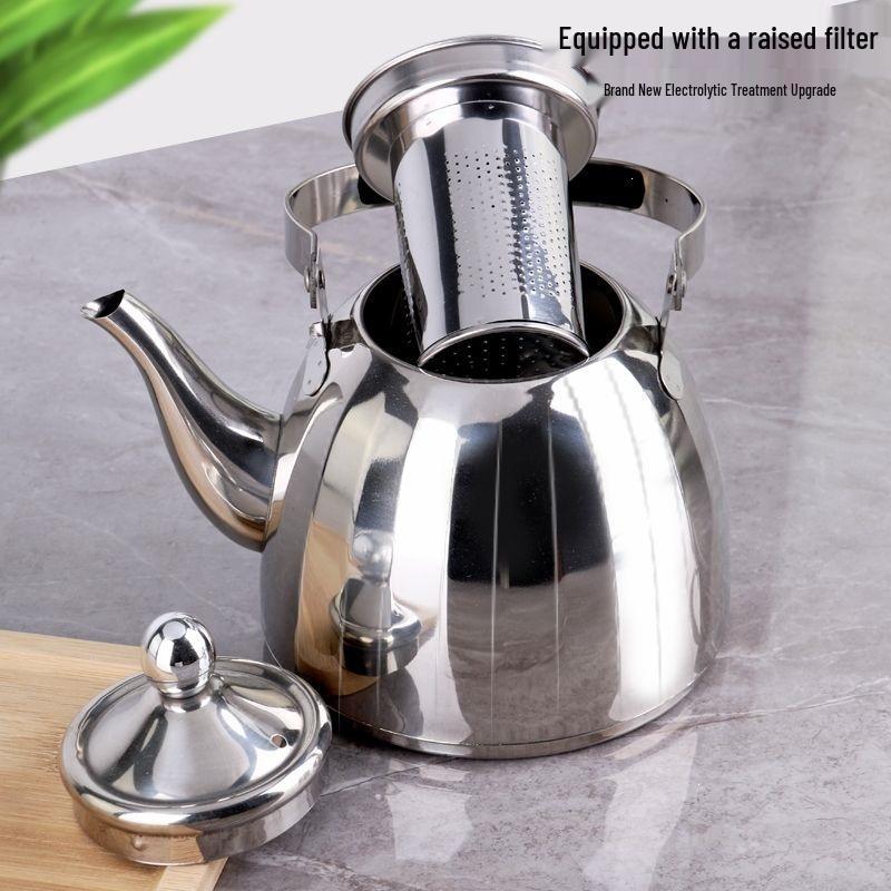 Stainless Steel Teapot with Handle and Filter for Induction Cooker, Hotel, or Restaurant Use