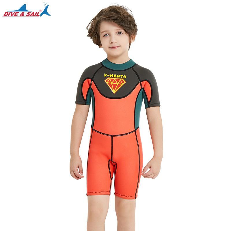 2.5mm Kids Boys Short Sleeve Full Wetsuit Snorkeling Swimming Surfing Rafting UV Protection