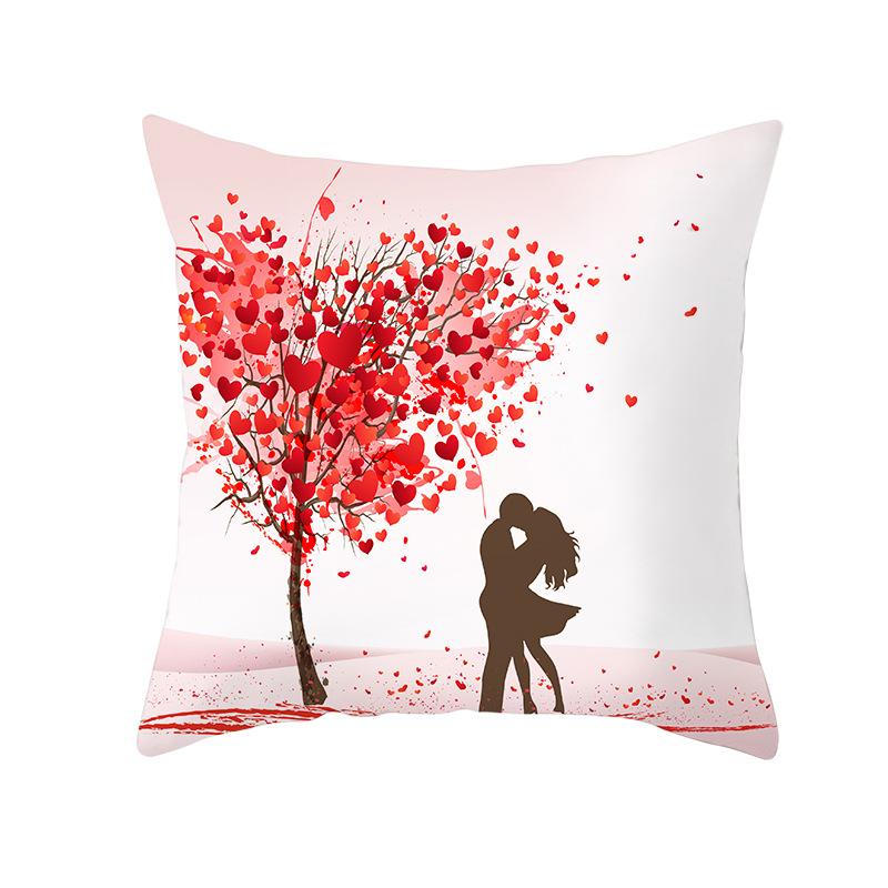Valentine's Day Love Tree Series Peach Skin Pillowcase Valentine's Day Sofa Pillowcase Home Fabric