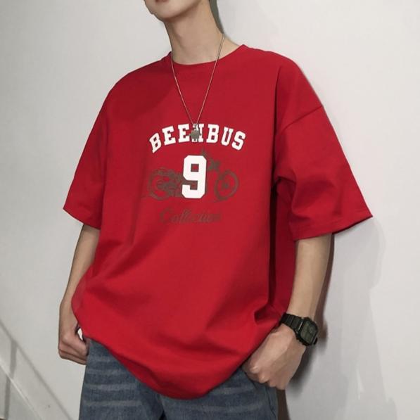 

Simple T-shirt Men s Print Summer Trendy Printed Cotton Short Sleeved Loose Trendy Breathable T-shirts 3XL